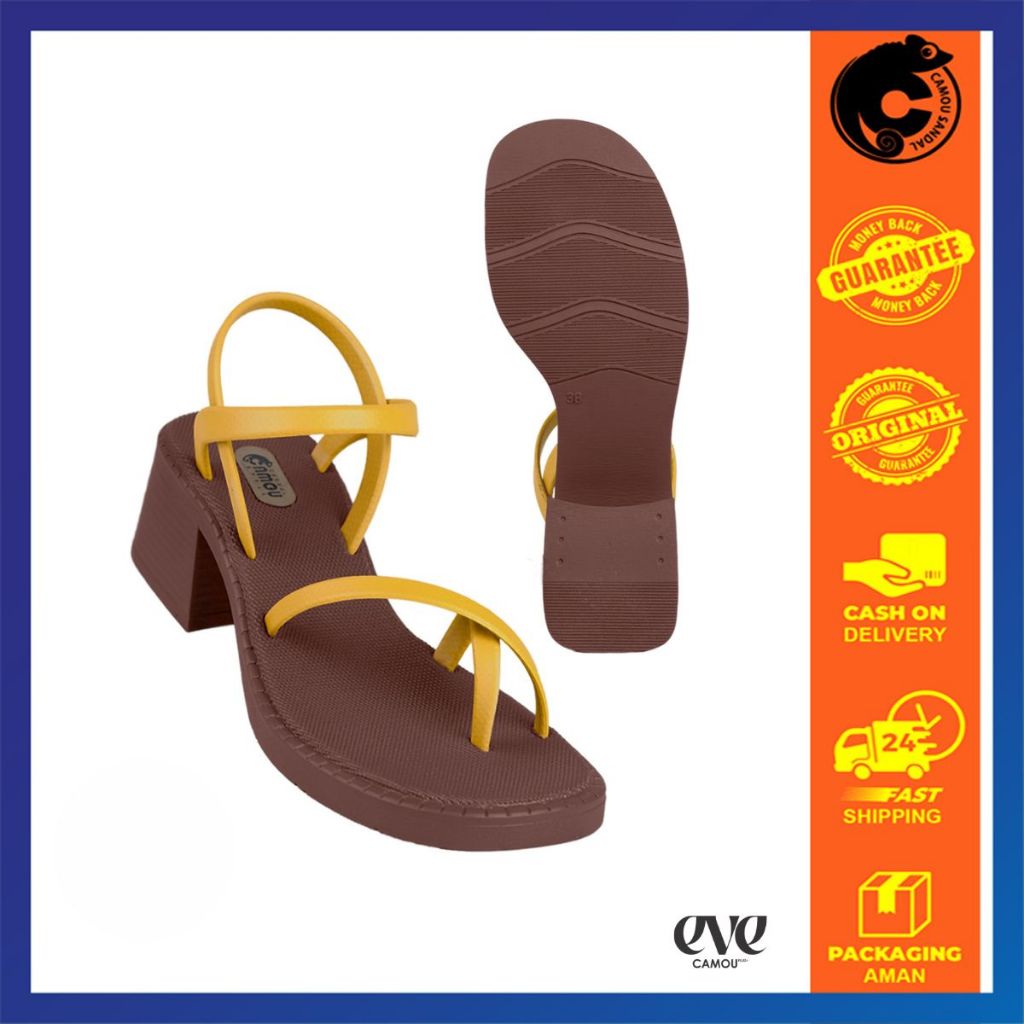 Camou รองเท้าแตะรองเท้าส้นสูงสายรัดหลังรองเท้าส้นสูงแต่งงานของผู้หญิง Hills สูง 5 ซม. ส้นเต้าหู้ Cam