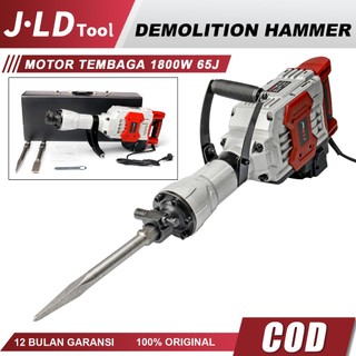 JLD Mesin Jack Hammer Bobok Beton Listrik 1800W Full Tembaga 65J | Lengkap Mata Bobok + Koper Besi Penyimpan | Mesin Pecah Batu Bongkar Lantai Cor | COD | Garansi Resmi