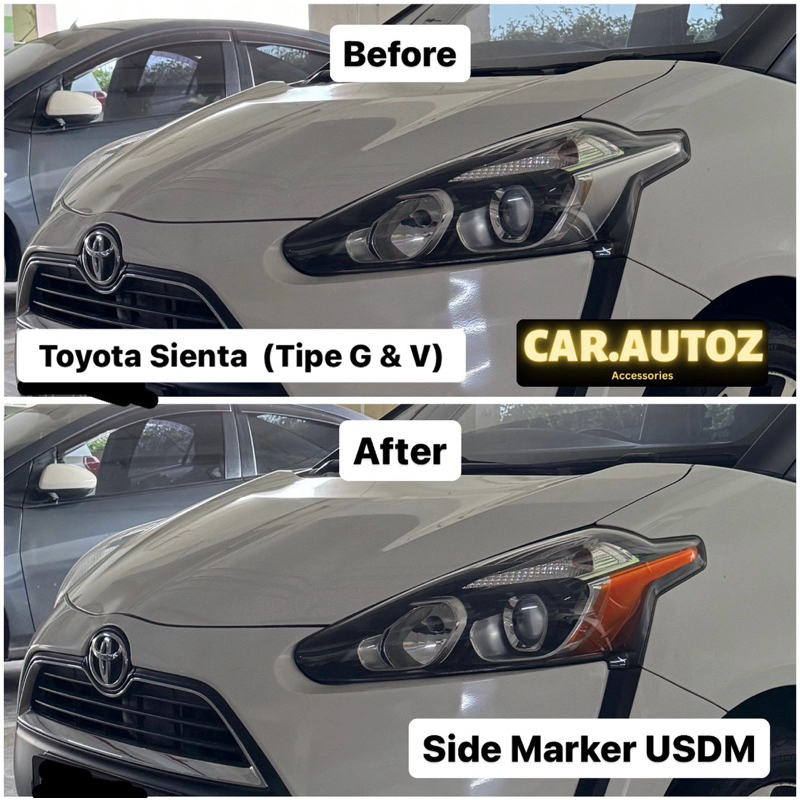 สติ๊กเกอร์เครื่องหมายด้านข้างสีส้มสําหรับไฟหน้า Toyota Sienta Type G และ V