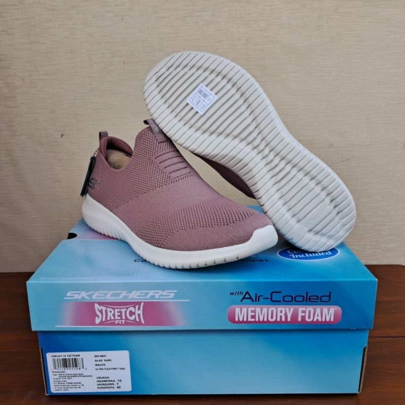 Skechers ULTRA FLEX FIRST TAKE 12837 MVE รองเท้าผู้หญิง Mauve ของแท้อย่างเป็นทางการ