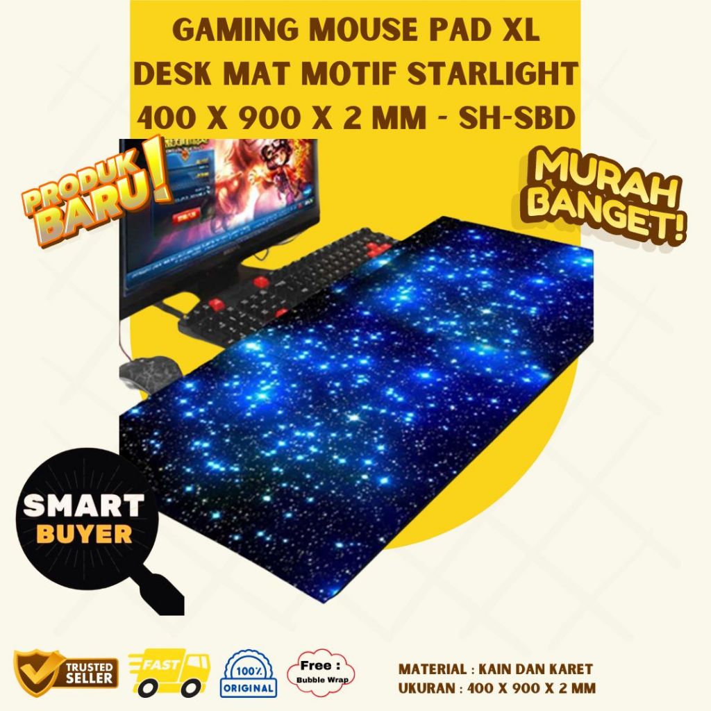 แผ่นรองเมาส์ แผ่นรองเมาส์เกมมิ่ง XL แผ่นรองโต๊ะ Starlight Motif 400x900mm