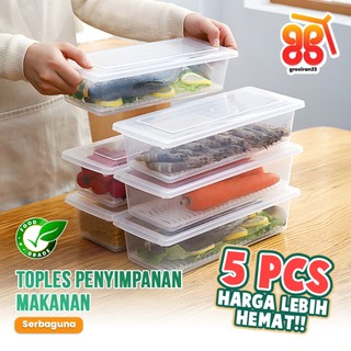 5 PCS Toples Panjang Serbaguna / Wadah Penyimpanan Sayur Ikan Snack Serbaguna