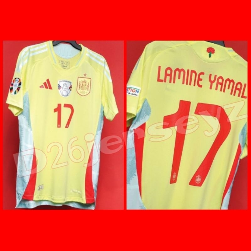 Spanish Away Player Issue Jersey 2024 / 2025 อย่างเป็นทางการ + ชื่อพิมพ์ Nameset LAMINE YAMAL 17 / C