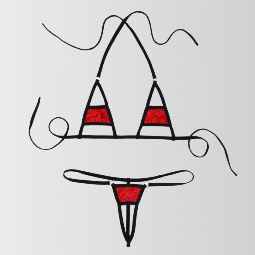 G String and Hollow Bra Set with Tiny Ring SG059
