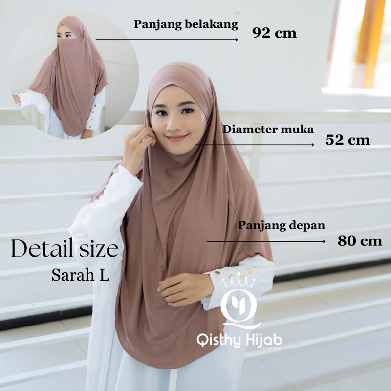 Qisthy Hijab - SARAH French Khimar Jersey L Jumbo Hijab Niqob Umarh Qisthy Hijab โดย Sahala