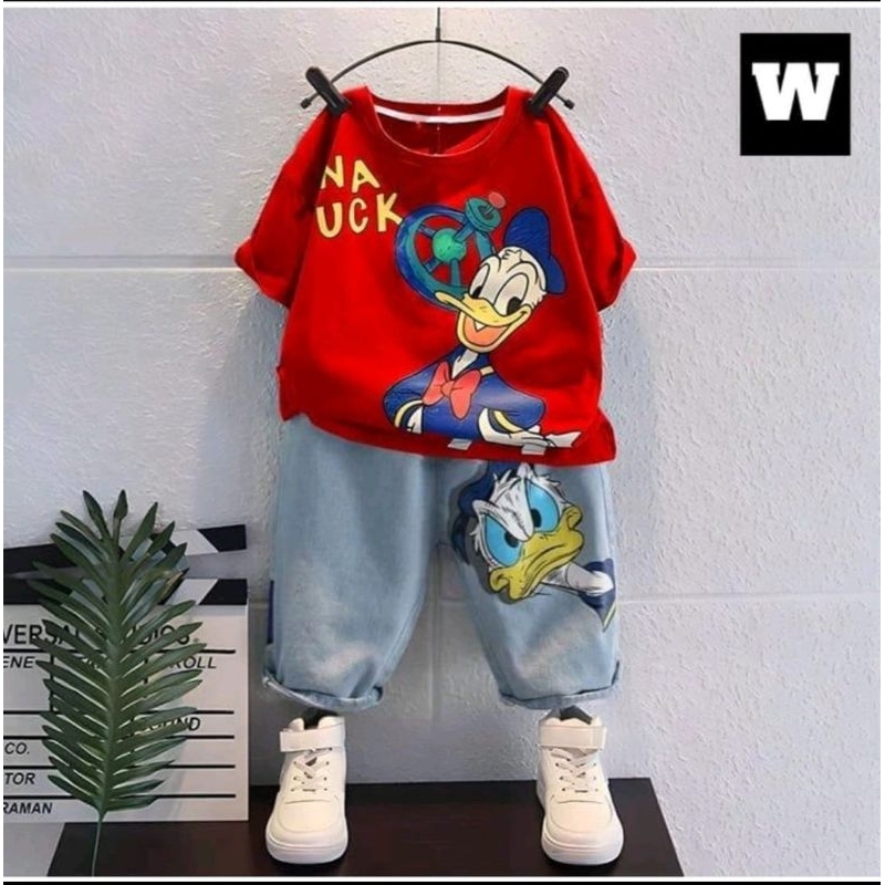เสื้อผ้าเด็ก SET เสื้อยืด LONG DENIM JEANS DUCK DUCK AGE 1-5 ปี