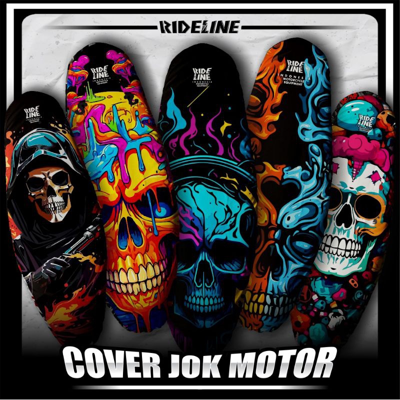 ที่หุ้มเบาะกะโหลก Rideline - ผ้าคลุมเบาะมอเตอร์ไซค์พิมพ์ลายเต็มหัวกะโหลก motif