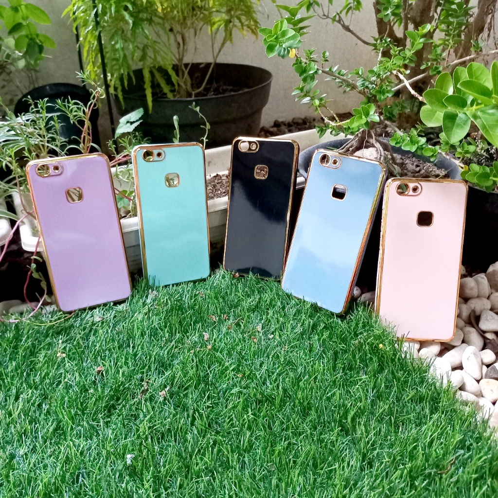 Vivo 1716 V7 Plus V7+ Softcase Jelly List Gold ซิลิโคนเคลือบเงาพรีเมี่ยม