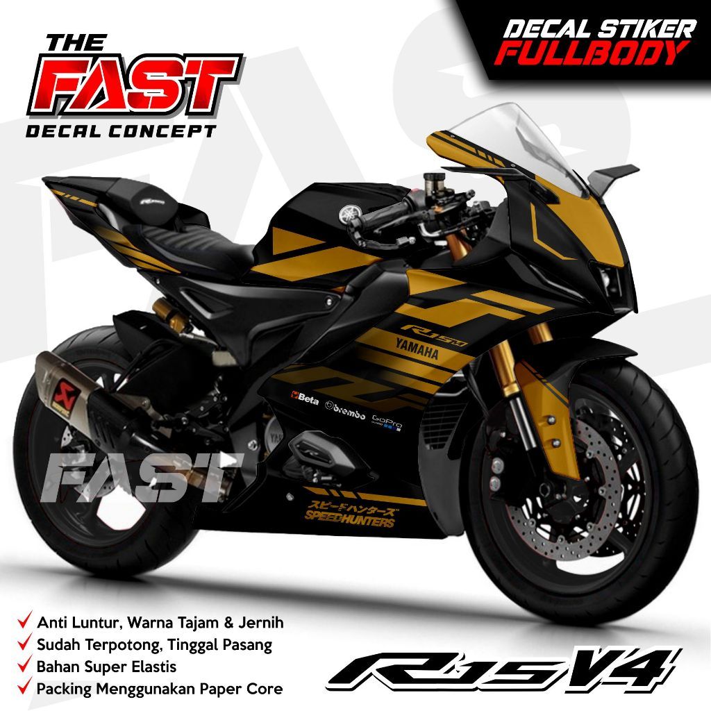 YAMAHA (ล่าสุด) R15V4 สติ๊กเกอร์ร่างกายเต็มรูปแบบ_YAMAHA R15 V4 MOTORCYCLE DECAL FULL BLOCK สามารถปร