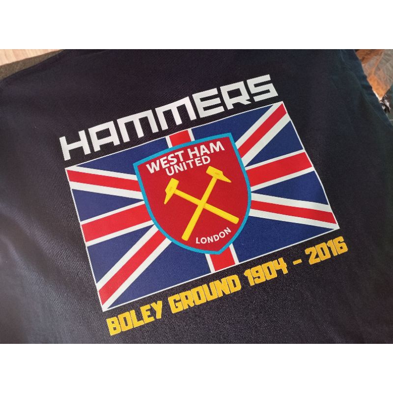 เสื้อยืด West Ham United The Hammers BOLEY GROUND Black Solid Premium