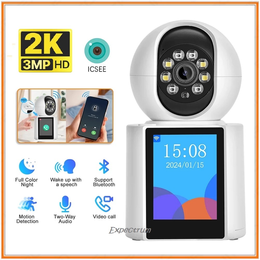 กล้อง IP ICSEE 3MP WIFI PTZ, จอภาพเด็ก, กล้องคอลวิดีโอ 2.8 นิ้ว IPS