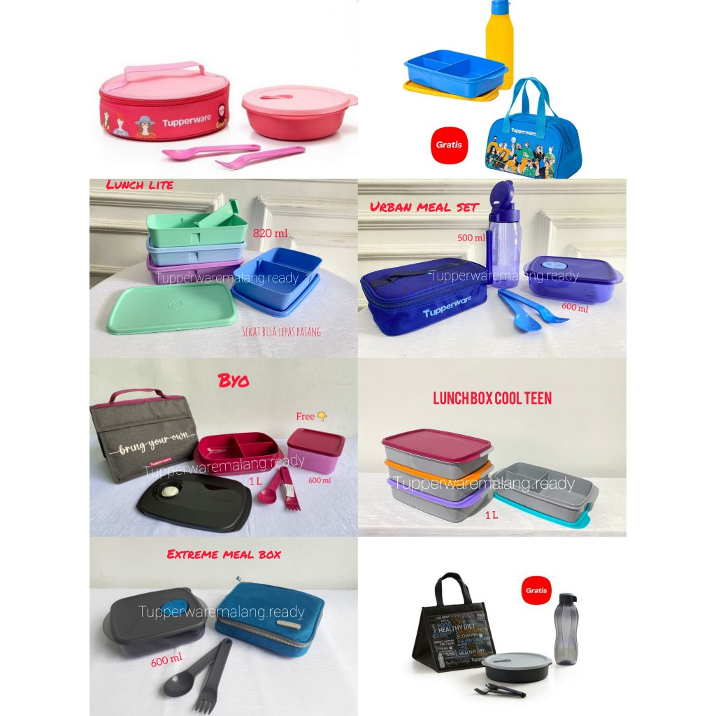 TUPPERWARE LUNCH BOX ใหม่ BYO BRING YOUR OWN / COOLTEEN LUNCH BOX / CRYSTALWAVE CWL ใหญ่ PINK PURPLE