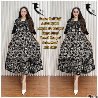 [JDT] - Daster Twill Fuji Cap Malaman Lengan Rempel 3/4 Size Standar Tanpa Busui Ada Saku By Batik Hudhud