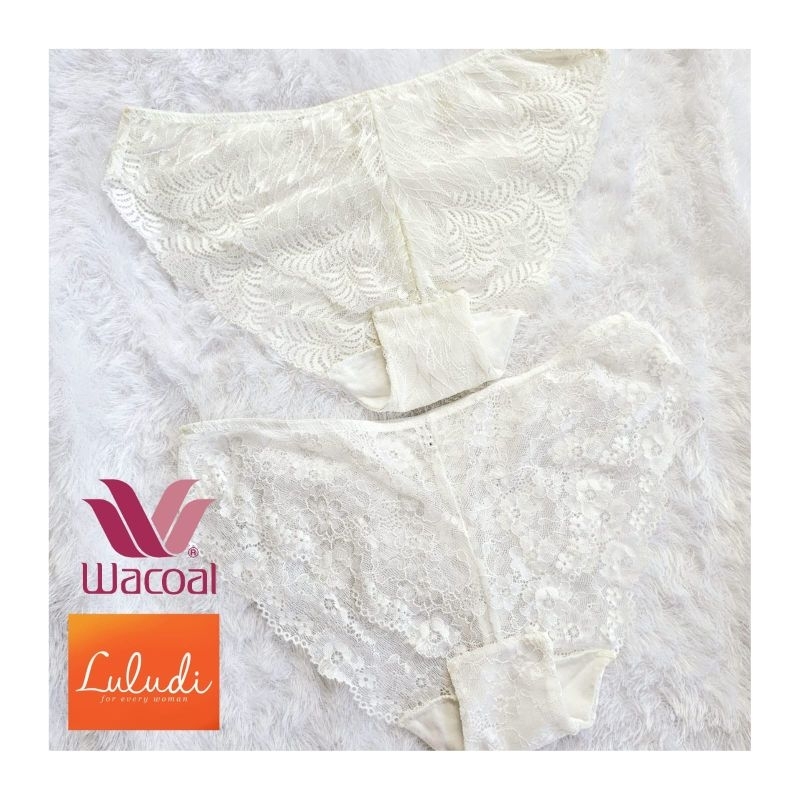 LULUDI by WACOAL PANTY FULL LACE SEXY TRANSPARENT THROUGH OUT LACE UNDERWEAR LLP60103 LLP 60103 สีขาว cd