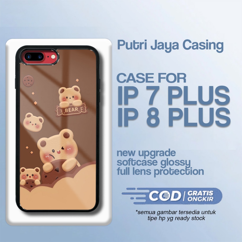 เคส Ip 7 plus / ip 8 plus ล่าสุด - Xiaomi Ip 7 plus / ip 8 plus - Cute Bear Motif - Premium Glossy H
