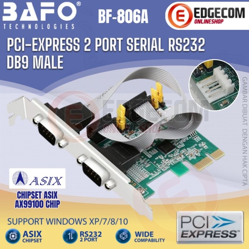 PCIE PCI EXPRESS I/O การ์ด 2 Series DB9 RS232 ชิปเซ็ต ASIX พร้อมแหล่งจ่ายไฟ BF-806A BAFO