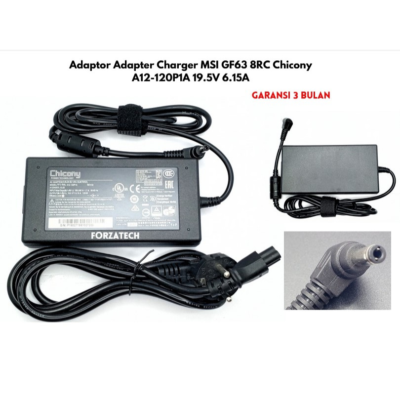 MSI GF63 8RC Chicony A12-120P1A 19.5V 6.15A อะแดปเตอร์ชาร์จ ใหม่ รับประกัน 3 เดือน