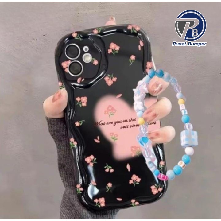 Gl045 Premium Case Melting สร้อยข้อมือดอกไม้สีดํา Softcase/ปลอก Hp สําหรับ Oppo A5 5G 2025 A5i PRO A