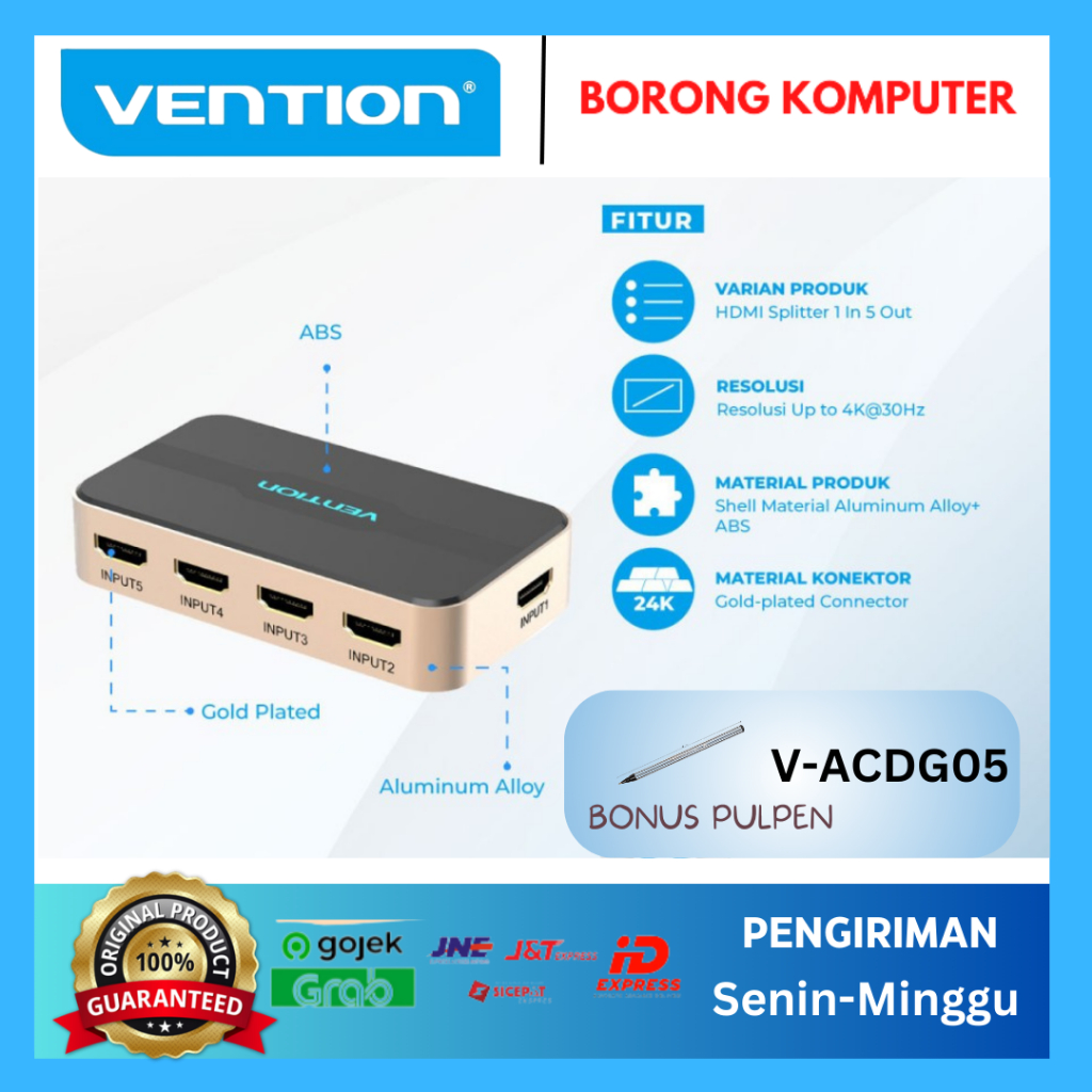 Vention ACDG0 HDMI Switcher 5 in 1 Out Full HD 3D 4K - ACD