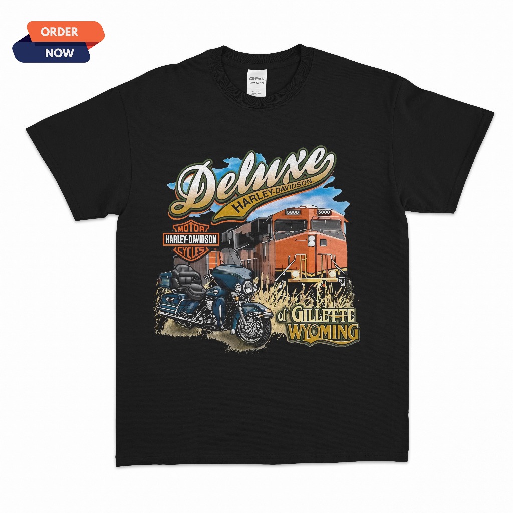 เสื้อยืด Harley davidson deluxe ผู้ชายผู้หญิงเสื้อยืดผ้าฝ้ายพรีเมี่ยม