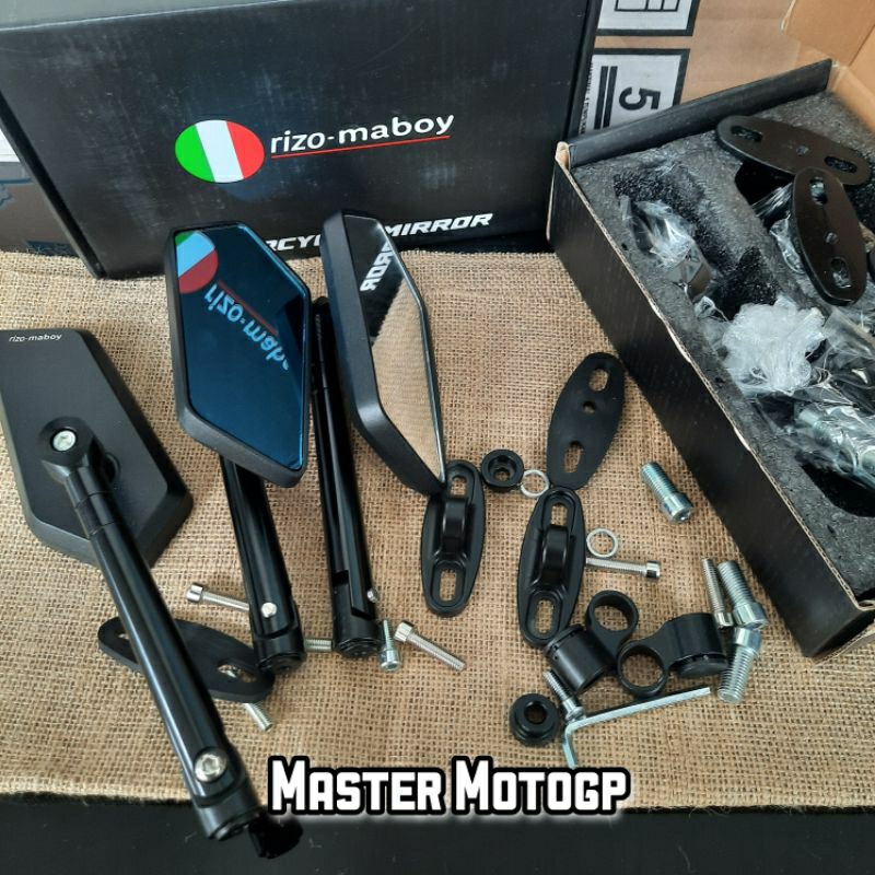 Rizo maboy koso pentagon กระจกมองหลัง Rizo maboy koso กระจก RIZO MABOY CNC อลูมิเนียม bape Universal