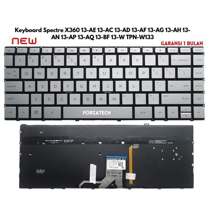 Spectre คีย์บอร์ด X360 13-AE 13-AC 13-AD 13-AF 13-AG 13-AH 13-AN 13-AP 13-AQ 13-BF 13-W TPN-W133 Sil