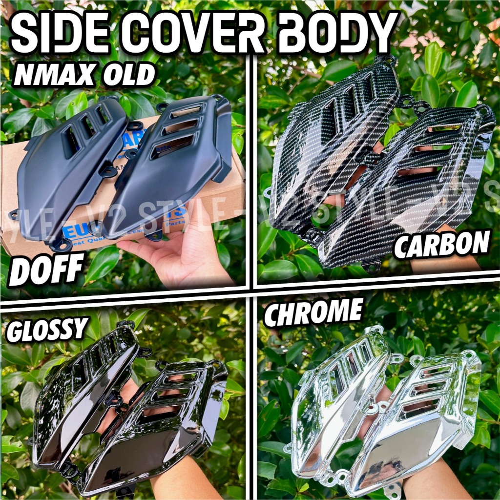 ฝาครอบด้านข้าง BODY NMAX OLD SIDE BODY COVER ชุดซ้ายขวา NMAX OLD YEAR 2015 - 2019 SHARK FIN FOOT REST ฝาครอบด้านข้าง BODY FIN รุ่นต้นฉบับ EURO PARTS ABS PREMIUM THICK สีดําสี DOFF GLOSSY CHROME PNP SILVER ยามาฮ่า เอ็นแม็กซ์ เก่า