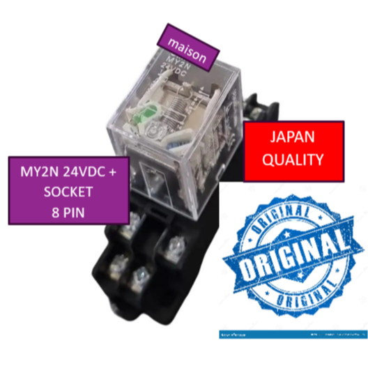 รีเลย์ MY2N 24VDC + เต้ารับ ORI JAPAN - 8 PIN / MY2N 24V / MY2 24VDC