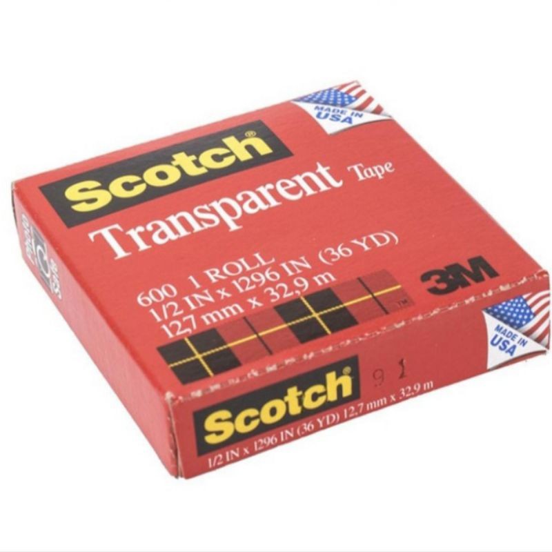 3M scotch เทปใส 600 1/2 นิ้ว x 36Y