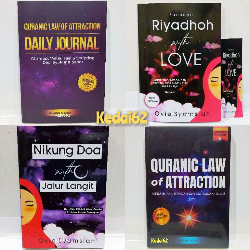 แพ็คเกจมีหนังสือสร้างแรงบันดาลใจอิสลาม 4 เล่ม: วารสารรายวัน + Riyadhoh With Love + Nikung Doa With S