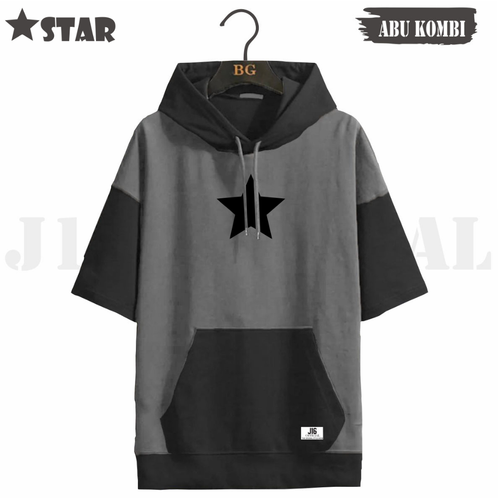 Kombi เสื้อฮู้ดแขนสั้น, Distro Mens short Sleeve Hoodie, วัสดุผ้าฟลีซหนา