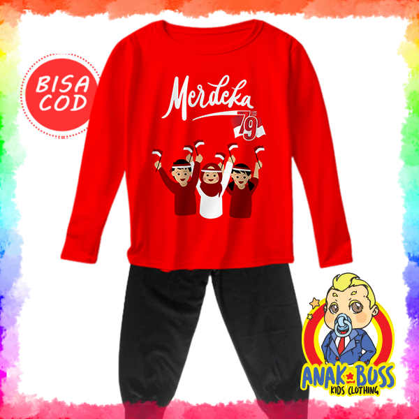Merdeka Motif ชุดเสื้อแขนยาว 79 17 สิงหาคม Merdeka Edition 1 - 10 Years - Bosss Child
