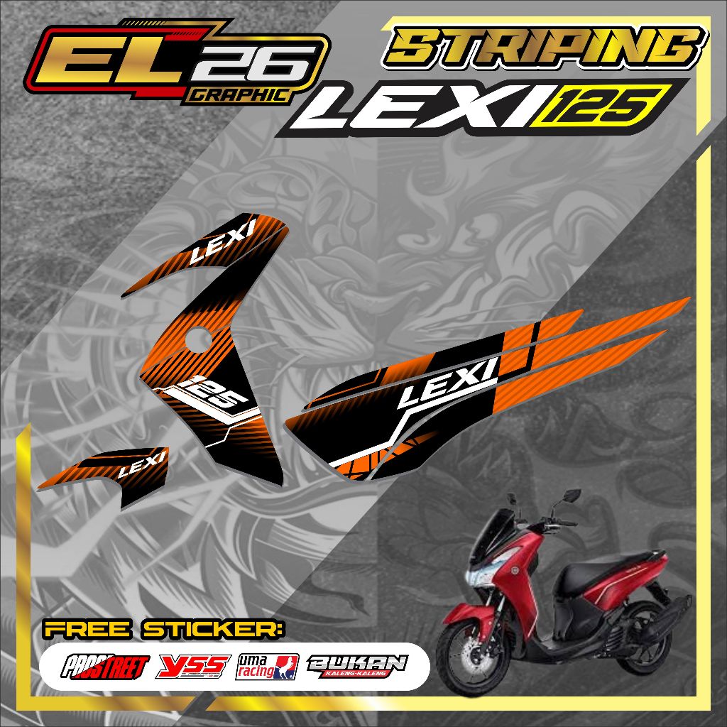 263 สติ๊กเกอร์แถบ YAMAHA LEXI 125 - สติ๊กเกอร์ YAMAHA LEXI 125 SIMPLE RACING MOTIF