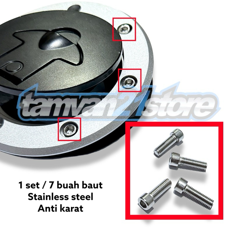 7 ชิ้น / 1 ชุดถัง LID BOLT NINJA RR R SS ORI STAINLES A2-70 ANTI RUST