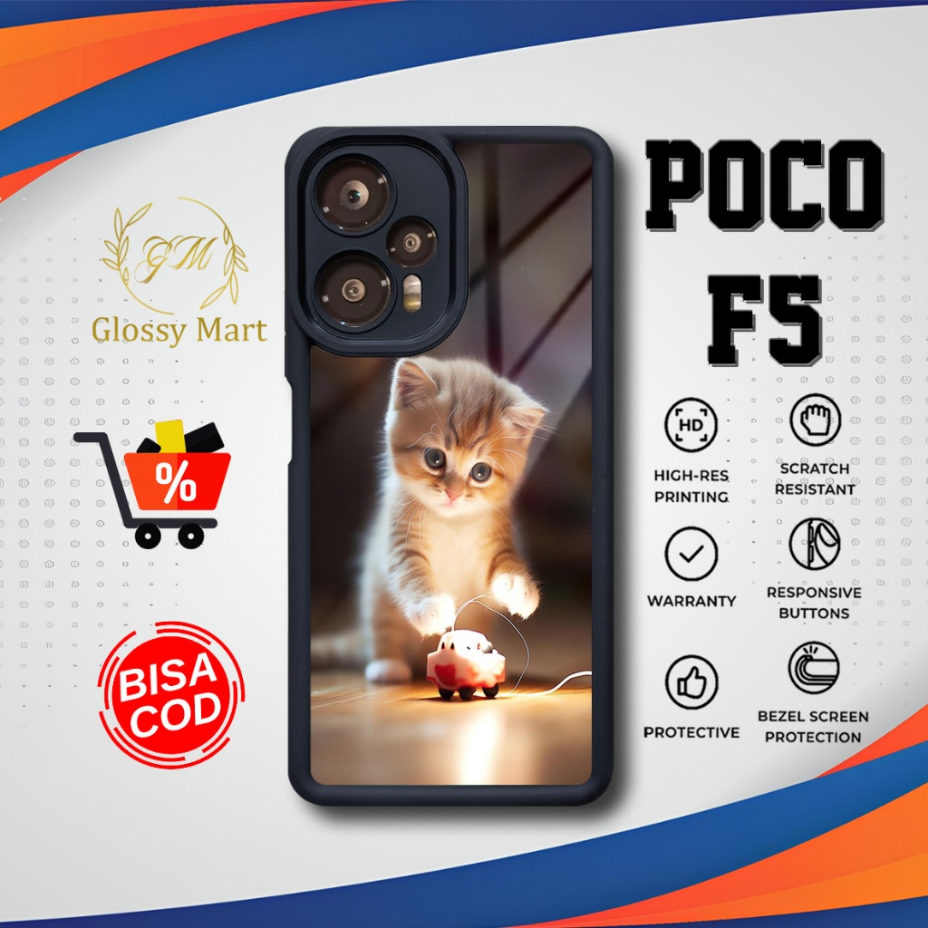 เคส P0C0 F5 ล่าสุด - P0C0 F5 - Cute Cat Motif - เคส Premium Glossy Softcase Hardcase Material - P0C0