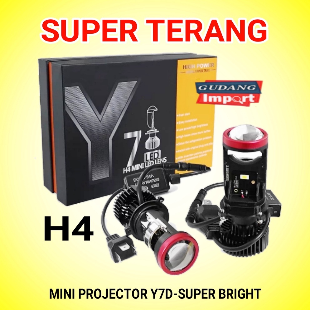 H4 MINI PROJECTOR PROJIE Y7D SUPER BRIGHT ไฟ LED รถยนต์รถจักรยานยนต์