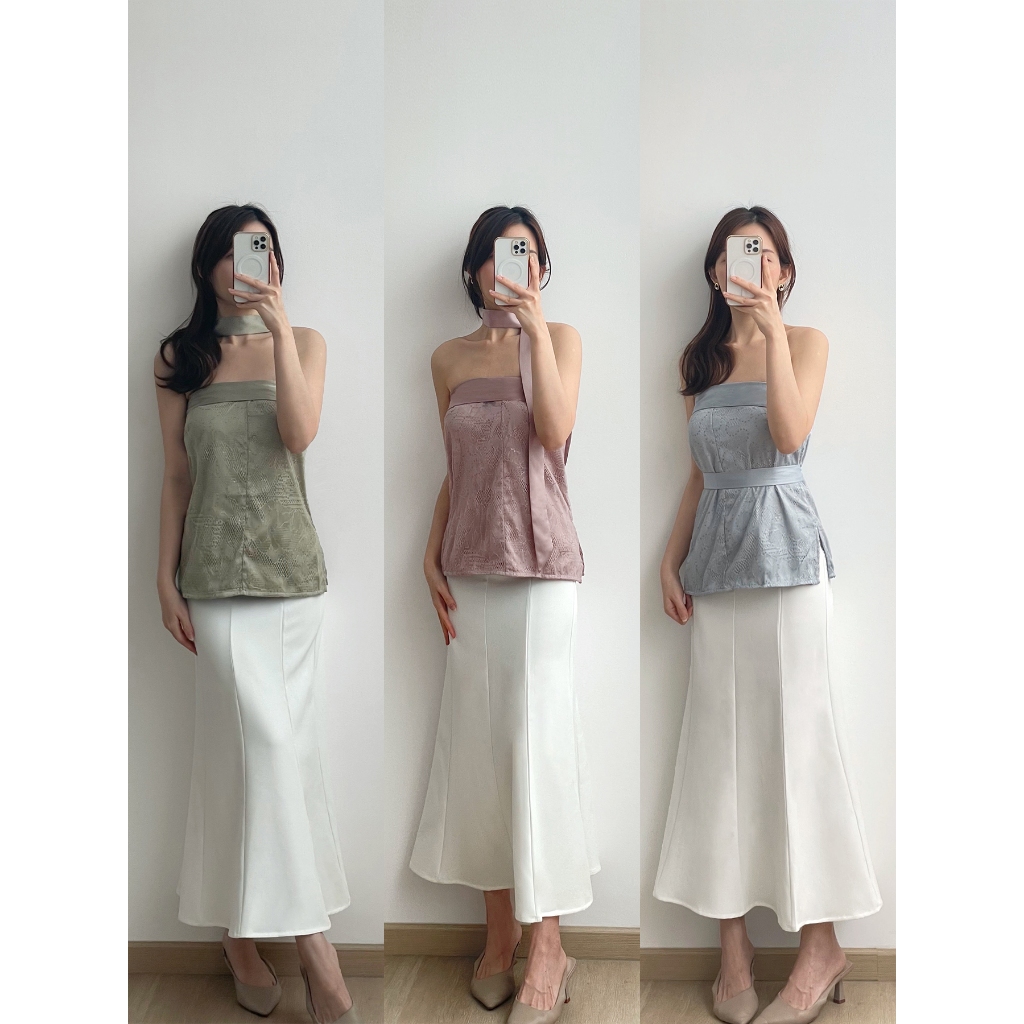 Kadaka T-0511 Tube Top Chantilly Lace with Scarf | เสื้อกล้ามผู้หญิง
