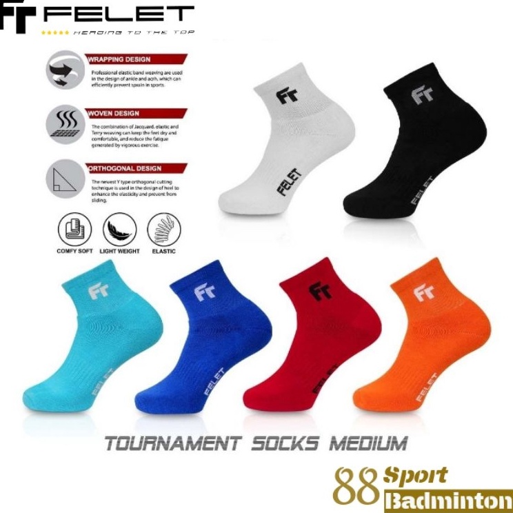 New Stock FELET TOURNAMENT SOCK MEDIUM HIGH BADMINTON SOCKS ORIGINAL FELET
