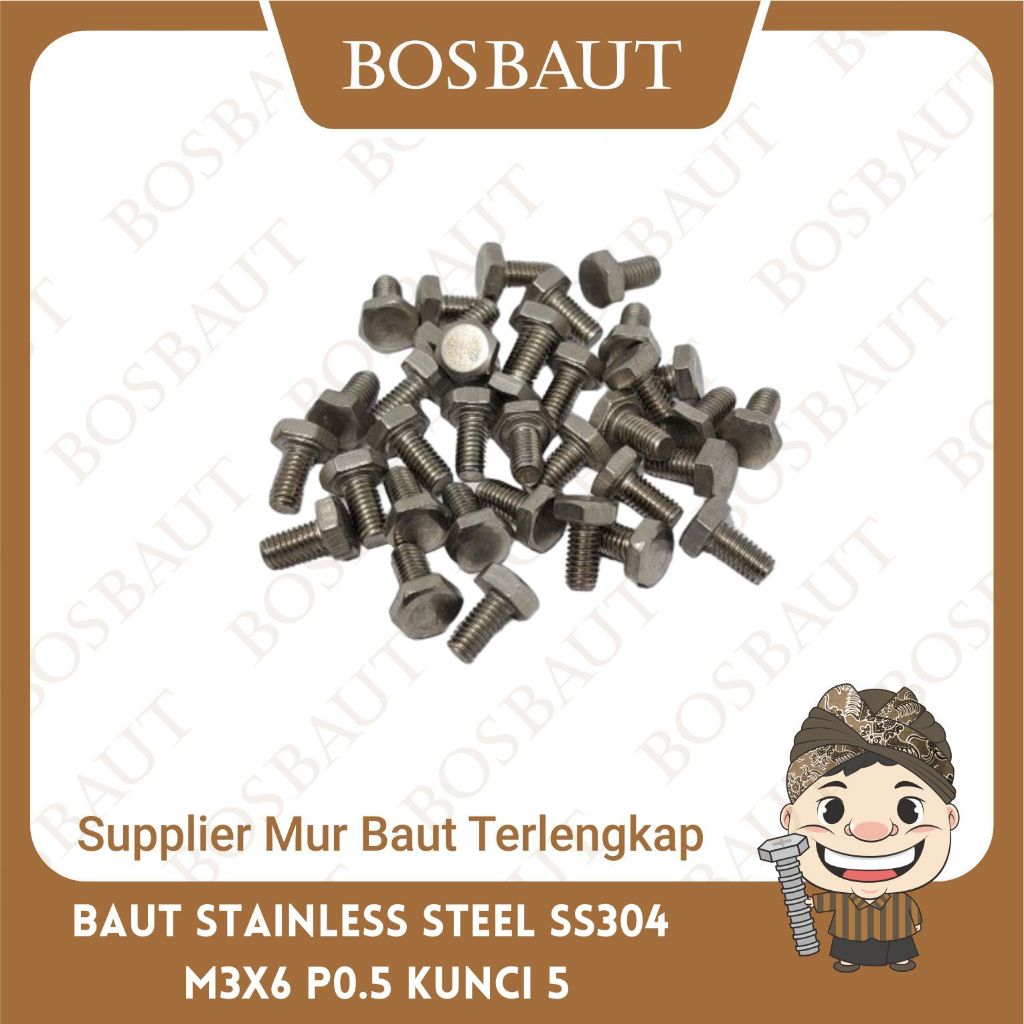 M3x6 สลักเกลียว SS304 สแตนเลส (5 คีย์) - B/O SS304 M3X6 P0.5