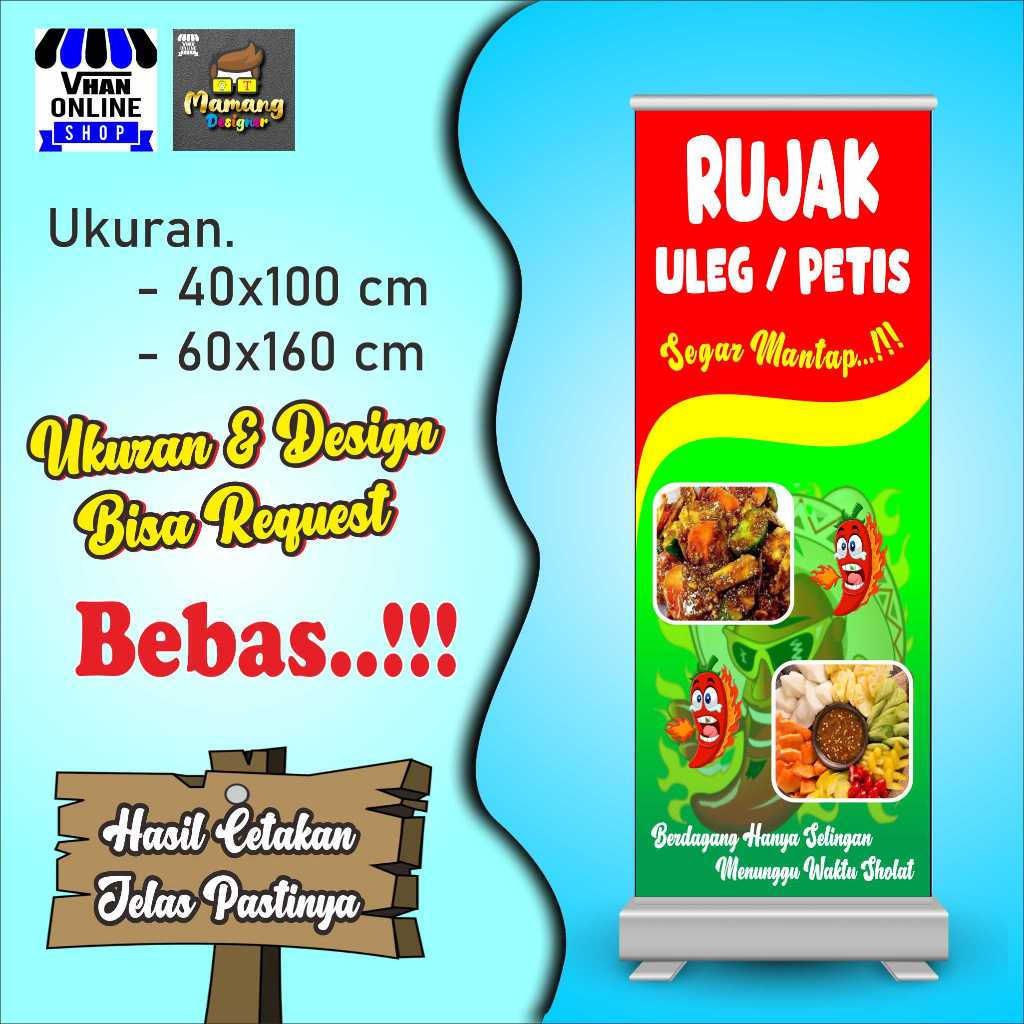 แบนเนอร์ แบนเนอร์ Mmt ขาย Rujak หรือ Petis รุ่นยืน