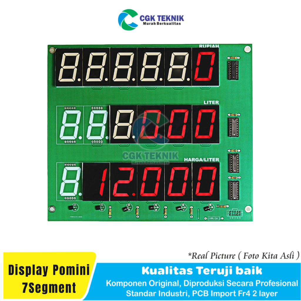 MERAH Cgk Engineering - Display Pertamini Mini Pump 7 Segment Red