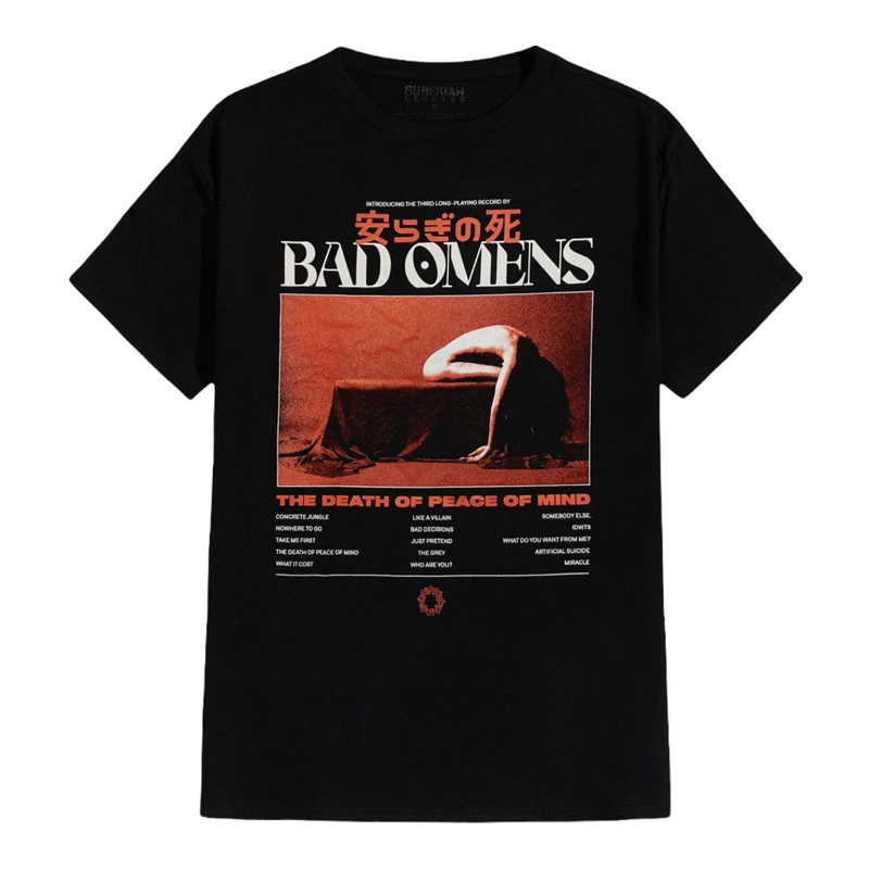 เสื้อยืด BAD OLENS BAND OFFICIAL - THE DEATH OF PEACE OF MIND TRACKLIST