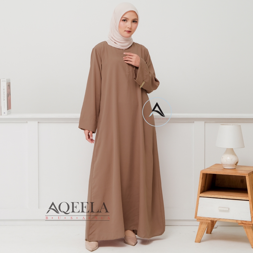 Aqeela แฟชั่นชุดยาว Gamis Abaya ธรรมดาผู้หญิงมุสลิมวัยรุ่นอิสลาม boarding โรงเรียนหญิง / Abaya ดูไบล