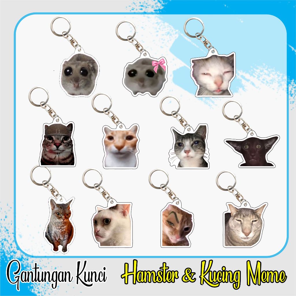 [สองฝั่ง] พวงกุญแจพร้อมเสียง / SAD HAMSTER / SQUINT / YARD STARE / MOW / CAT MEME KEYCHAIN