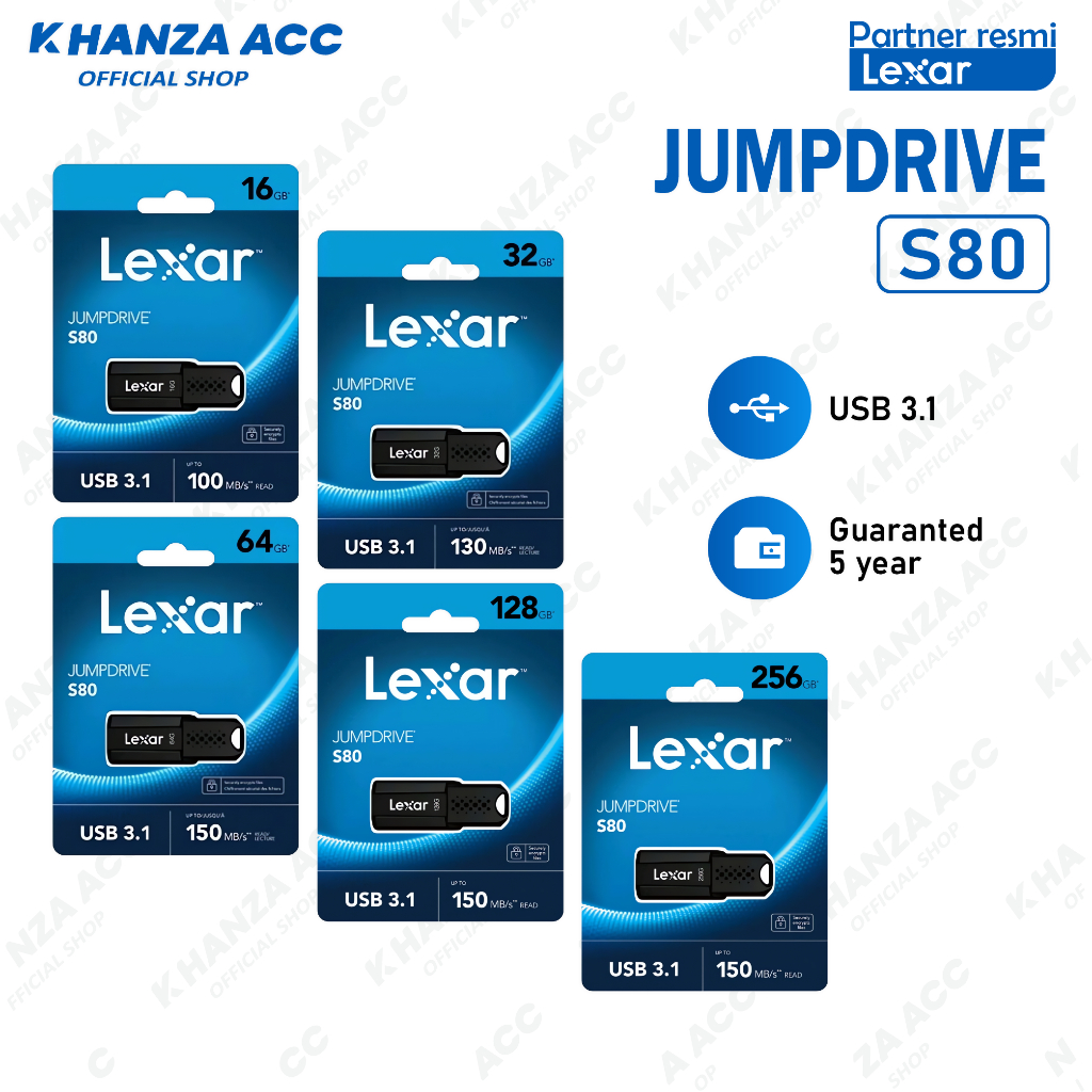 KHANZAACC LEXAR S80 JumpDrive Flashdisk 16GB / 32GB / 64GB / 128GB / 256GB