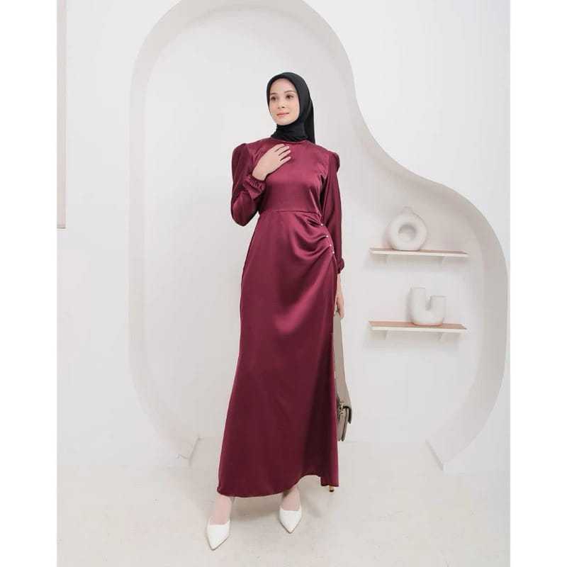 Elora PREMIUM SATIN SILK DRESS / TRENDING GAMIS / FASHION สําหรับผู้หญิง / ชุดสะท้อนแสง