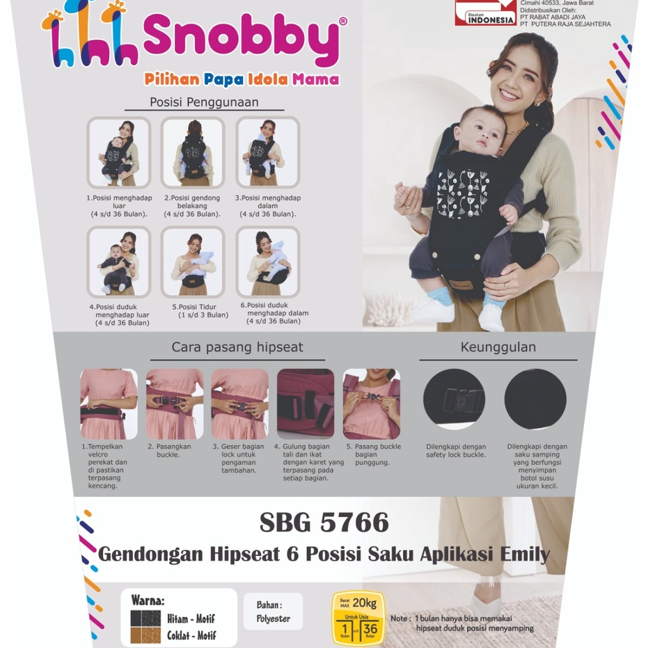 Snobby Emily 6-Position Baby Hipseat Carrier - SBG5766