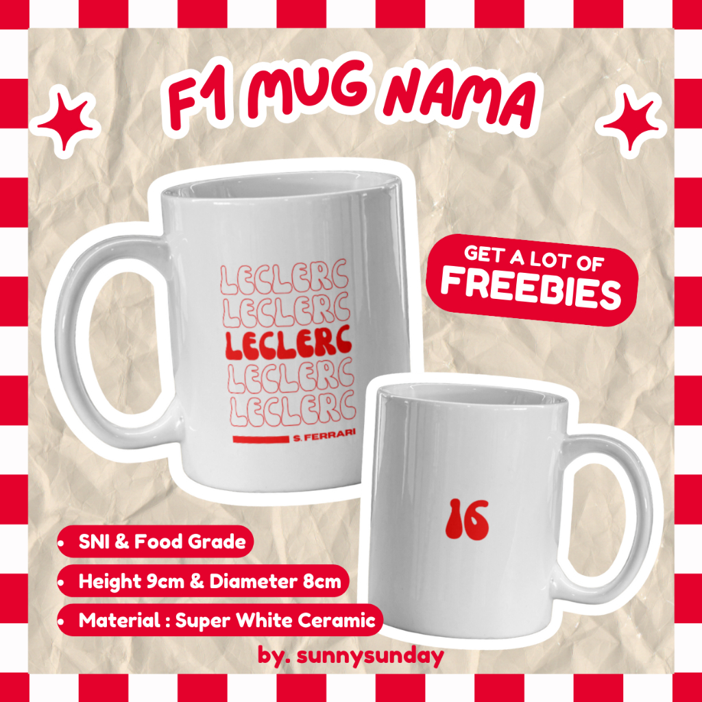 [PRE-ORDER] Formula One Merch F1 Mug ชื่อไดร์เวอร์แก้ว - ของขวัญ - ขัดขวาง