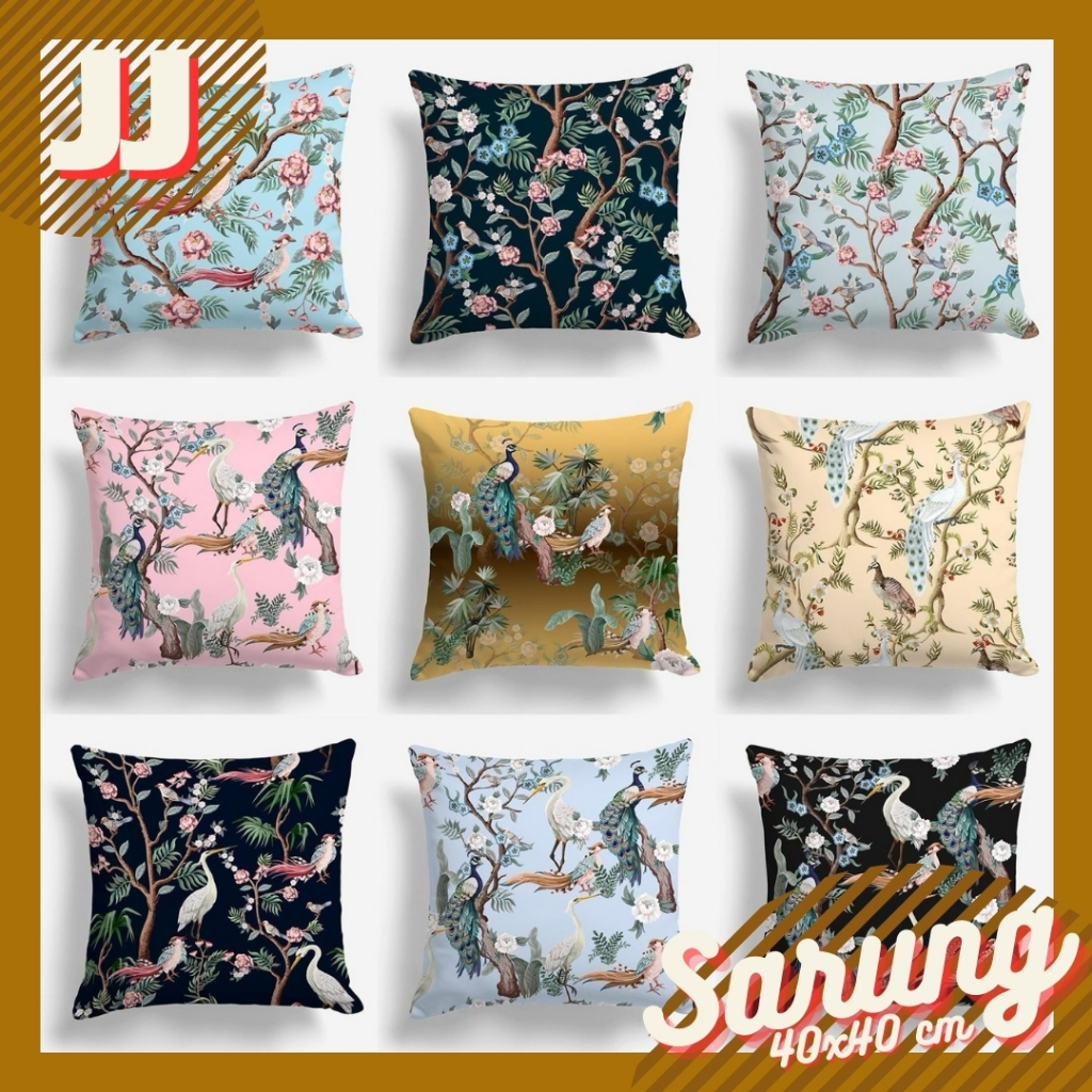 OSAKA GARDEN JAPANESE ORIENTAL BIRD PRINT SOFA CUSHION COVER 40X40 CM