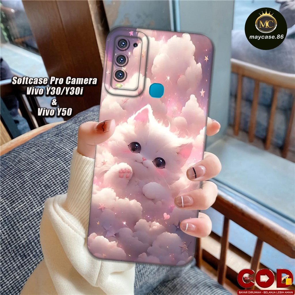Softcase VIVO Y30/ Y30i/ Y50 4G 2020 ซิลิโคน Pro ปลอกกล้องยางสีดํายืดหยุ่นและหนา - ตัวป้องกันกล้อง H